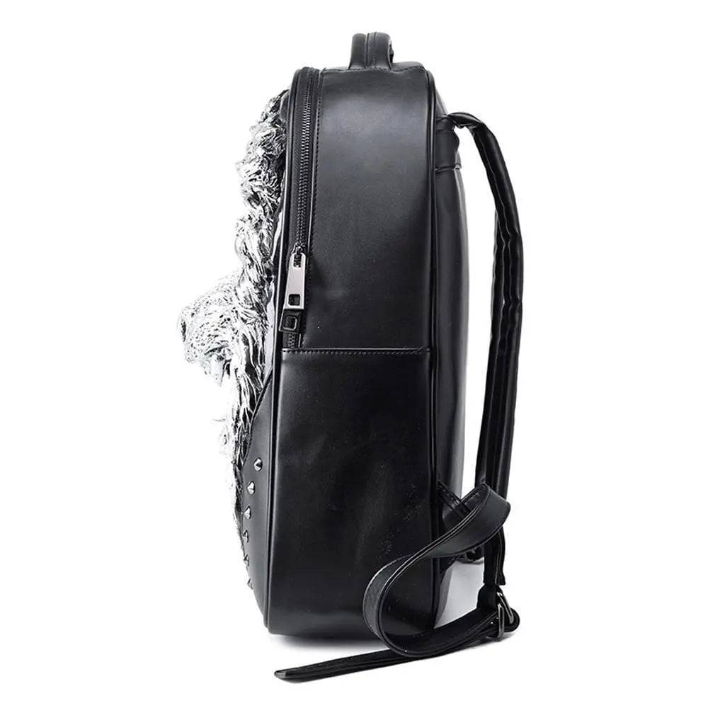 Mochila unisex de moda con remaches, impermeable, con estatua de león enojado en 3D, para ordenador portátil