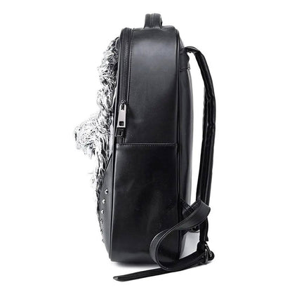 Fashion Unisex Rivets Waterproof 3D Angry Lion Statue Backpack Laptop Computer Knapsack