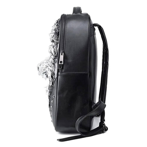 Fashion Unisex Rivets Waterproof 3D Angry Lion Statue Backpack Laptop Computer Knapsack