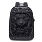 Fashion Unisex Rivets Waterproof 3D Angry Lion Statue Backpack Laptop Computer Knapsack