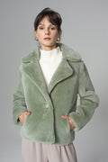 Chaqueta de piel de oveja merino color menta