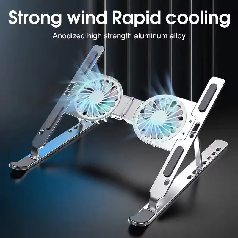 16 Colorful Light Portable Aluminum Laptop Holder Cooling Fan Desk Notebook Stand for 17 Inches Tablet PC