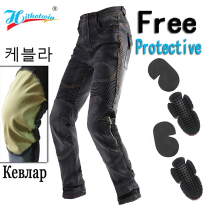S- 5XL Men Aramid Motorcycle jeans Moto Pants With Protective Gear Riding Touring fireproof and wearable Motorbike Trousers 03