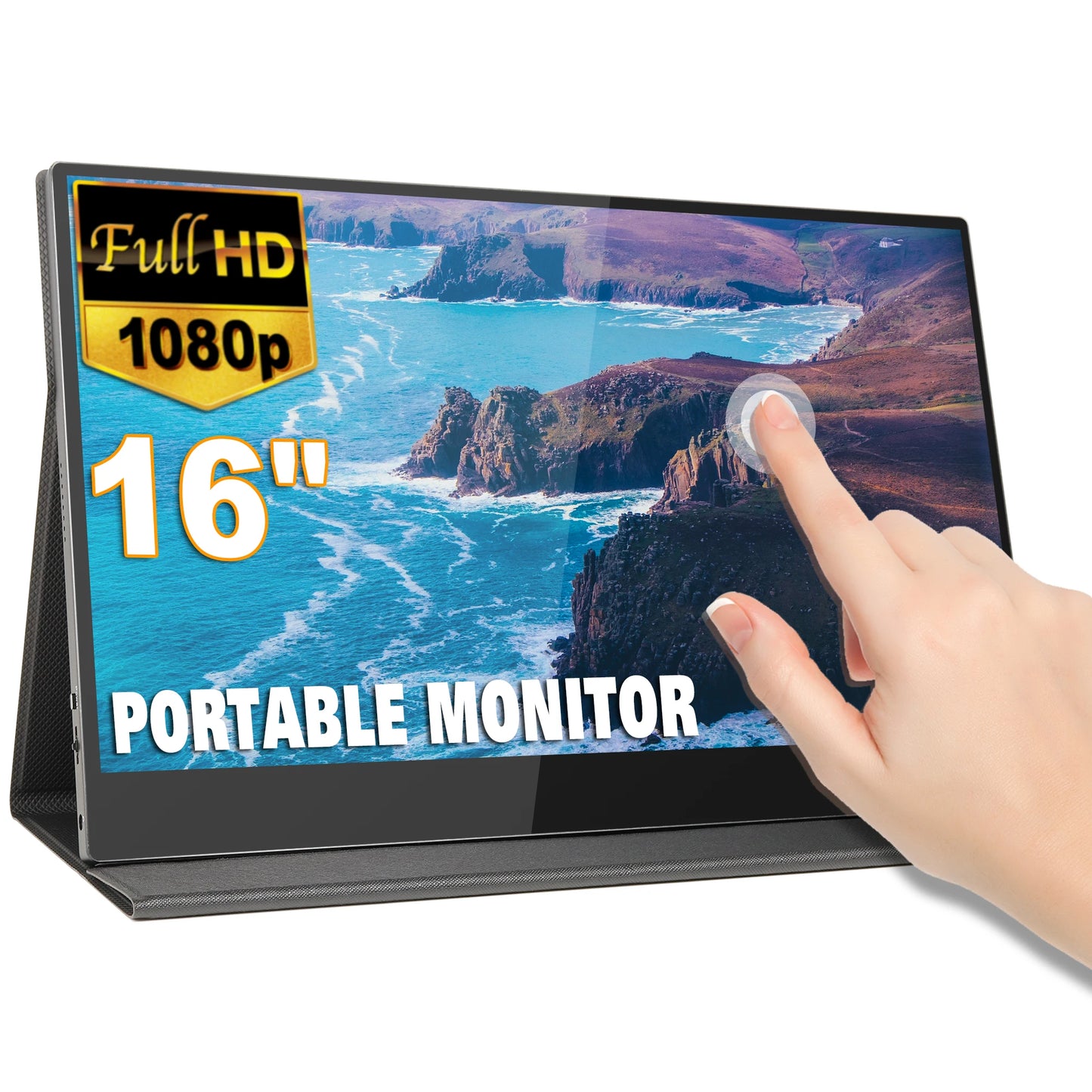 16 Inch 1080P FHD IPS LCD Portable Laptop Monitor Extender USB-C Powered Second Display Gaming New Touch Screen Aluminum Monitor