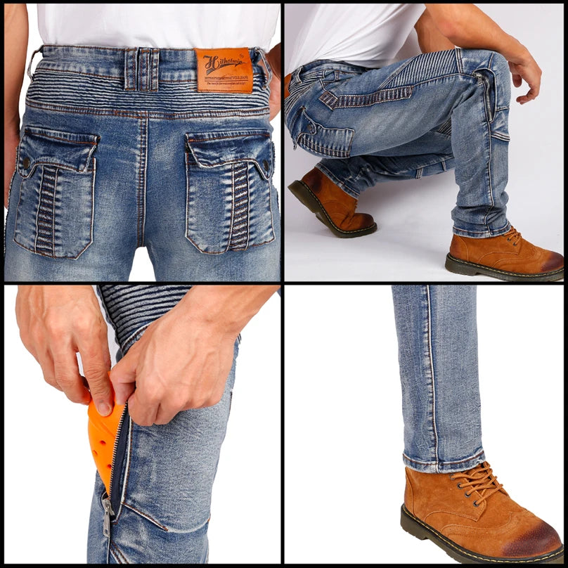 S- 5XL Men Aramid Motorcycle jeans Moto Pants With Protective Gear Riding Touring fireproof and wearable Motorbike Trousers 03