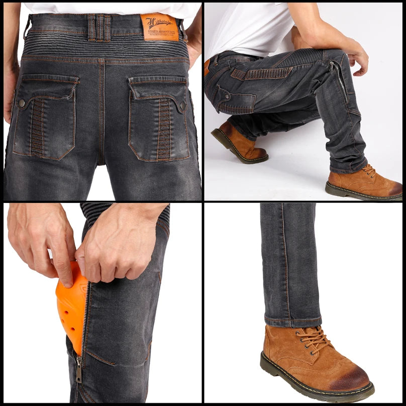 S- 5XL Men Aramid Motorcycle jeans Moto Pants With Protective Gear Riding Touring fireproof and wearable Motorbike Trousers 03