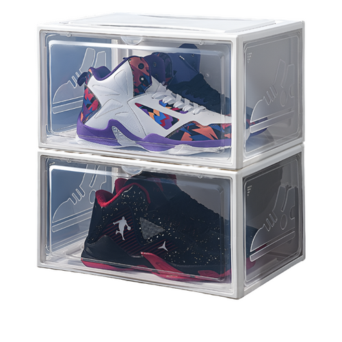 2 cajas transparentes para zapatos, a prueba de polvo, apilables, de alta capacidad, organizadores de zapatos AJ