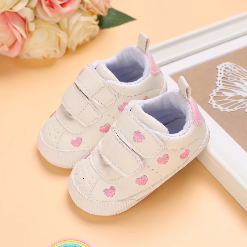0-18 Months Infant Spring Shoe Newborn Infant Girls and Boys Recreational Baptism Non-Slip Walking Shoe White Soft-soled Sneaker