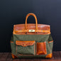 Unisex New Oversize  Genuine Vintage Oil Wax Leather Top Handle Canvas Bag