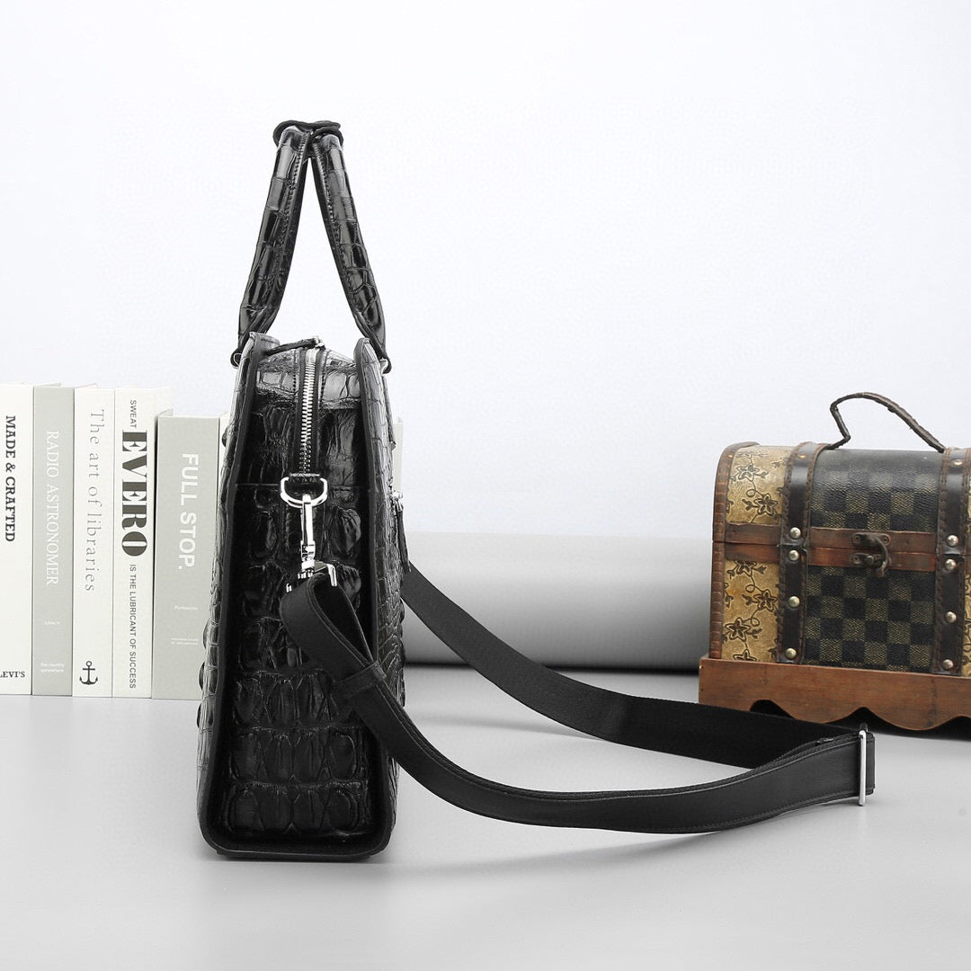 Maletín de piel de cocodrilo, maletín de negocios de piel de cocodrilo auténtica