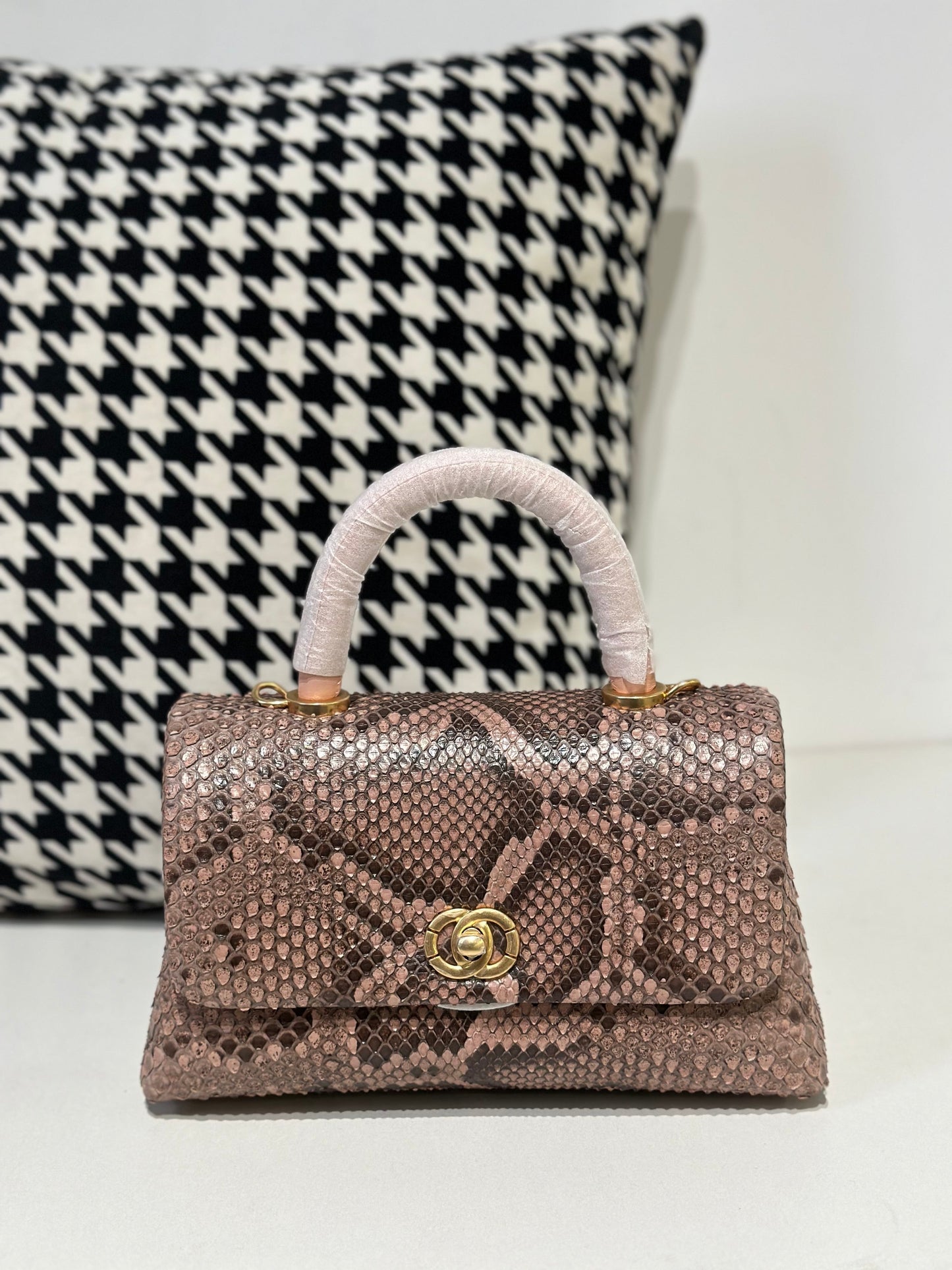 Genuine Python Skin Leather Top Handle Cross Body Bags