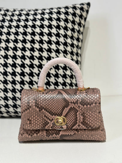 Genuine Python Skin Leather Top Handle Cross Body Bags