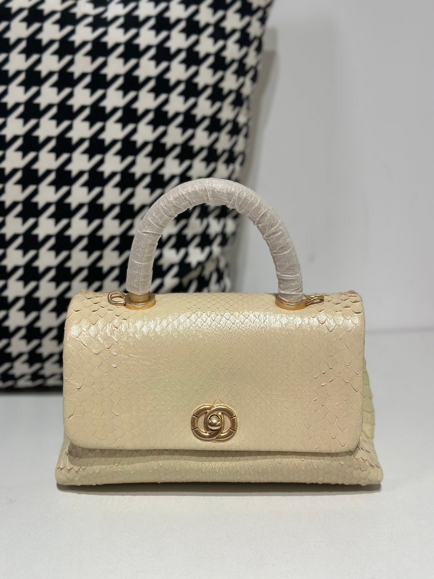 Genuine Python Skin Leather Top Handle Cross Body Bags