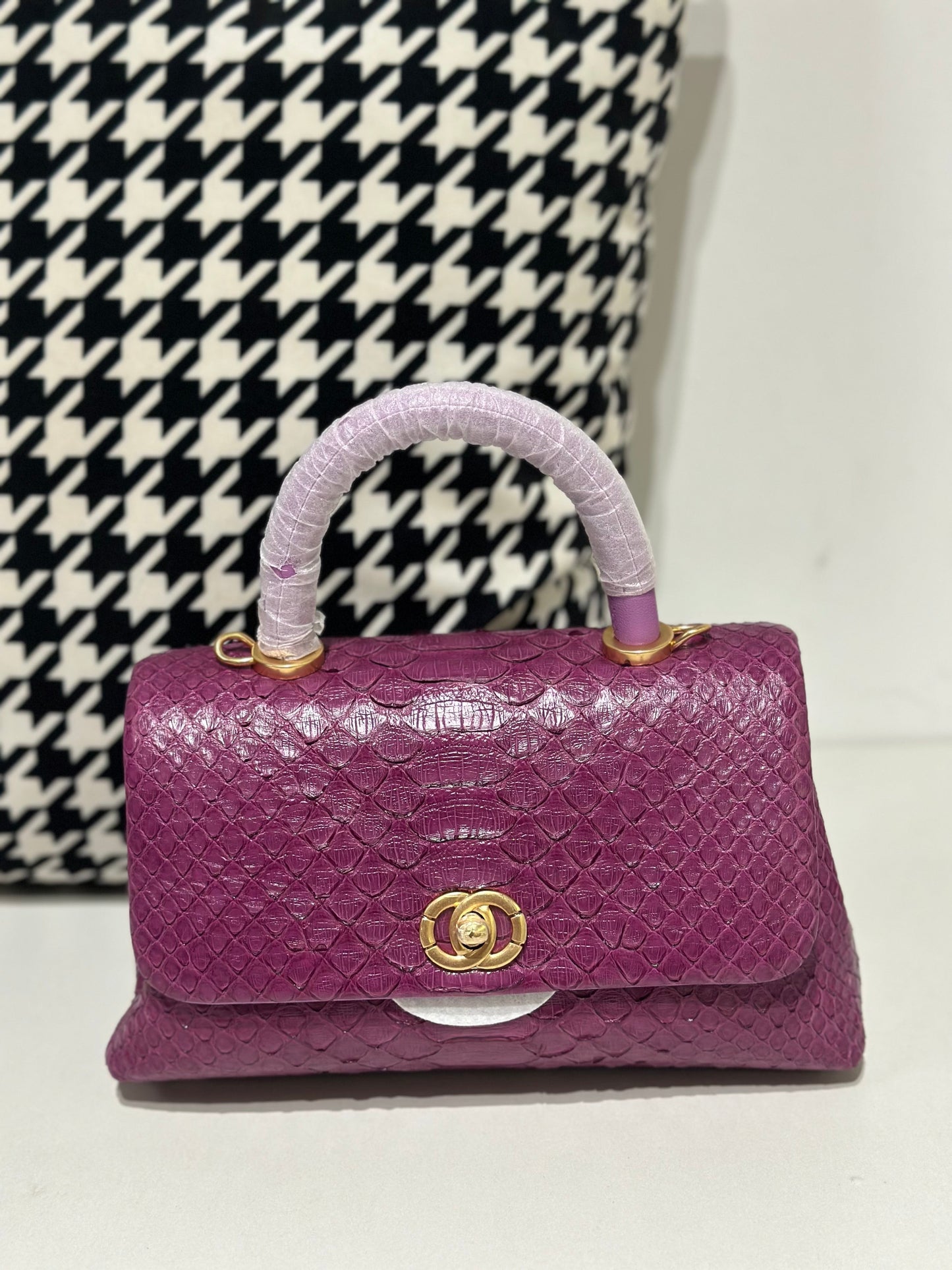 Genuine Python Skin Leather Top Handle Cross Body Bags