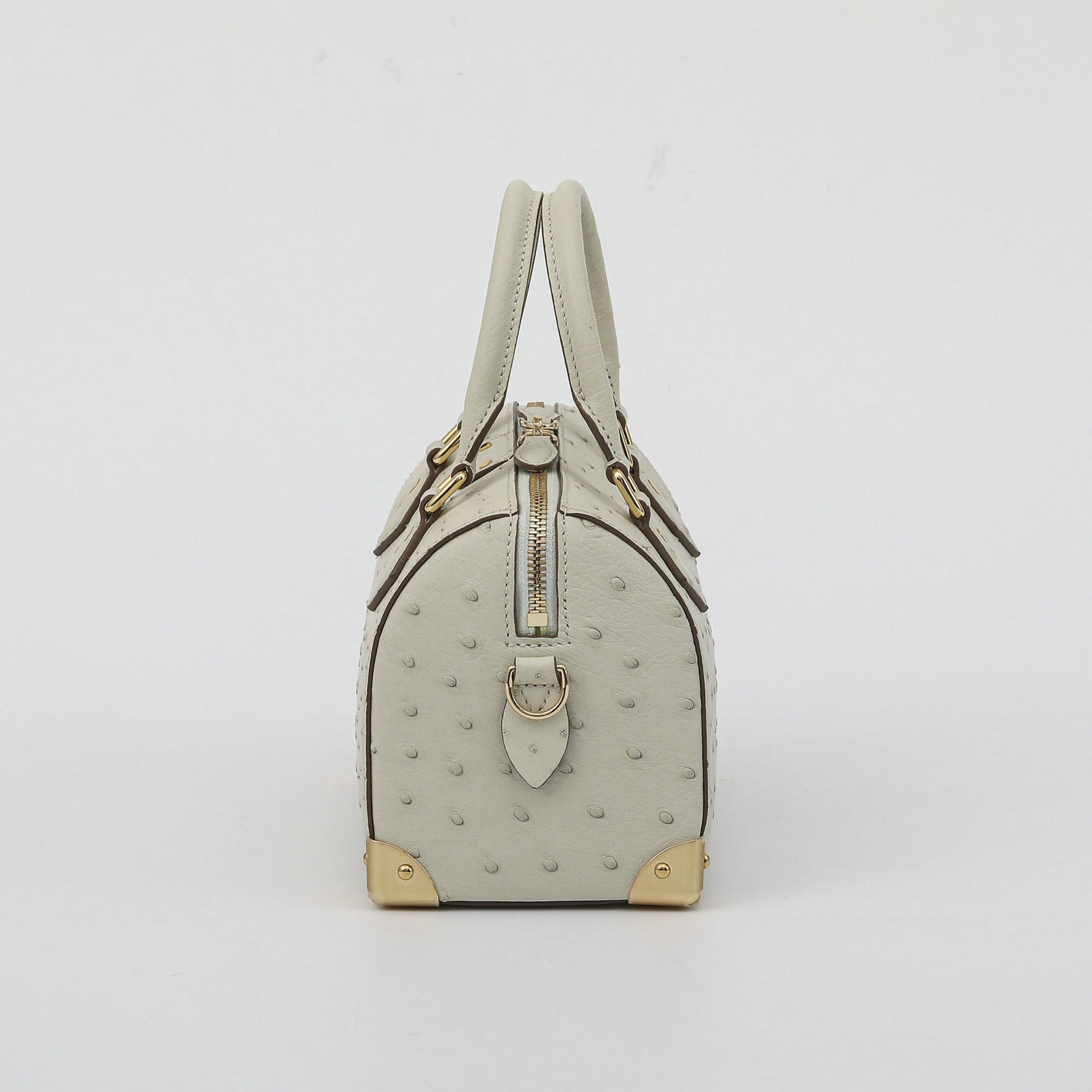 Bolso de piel de avestruz auténtica para mujer con asa superior