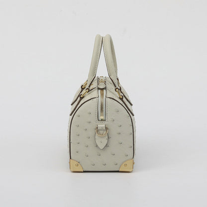 Womens Genuine Ostrich Skin Leathe Top Handle Pillow Bag