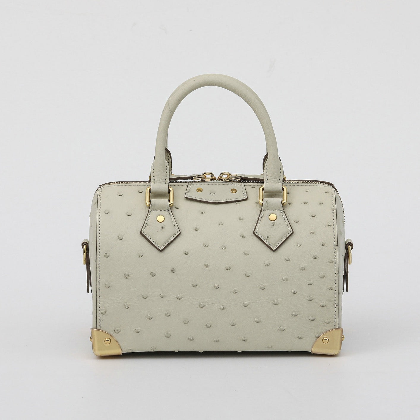 Womens Genuine Ostrich Skin Leathe Top Handle Pillow Bag