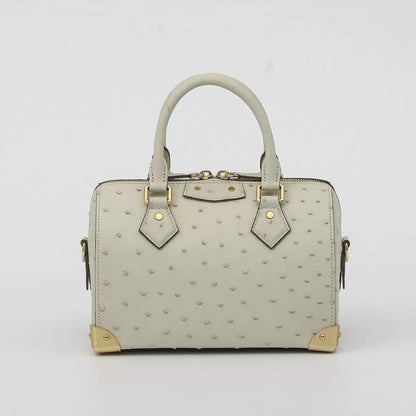 Womens Genuine Ostrich Skin Leathe Top Handle Pillow Bag