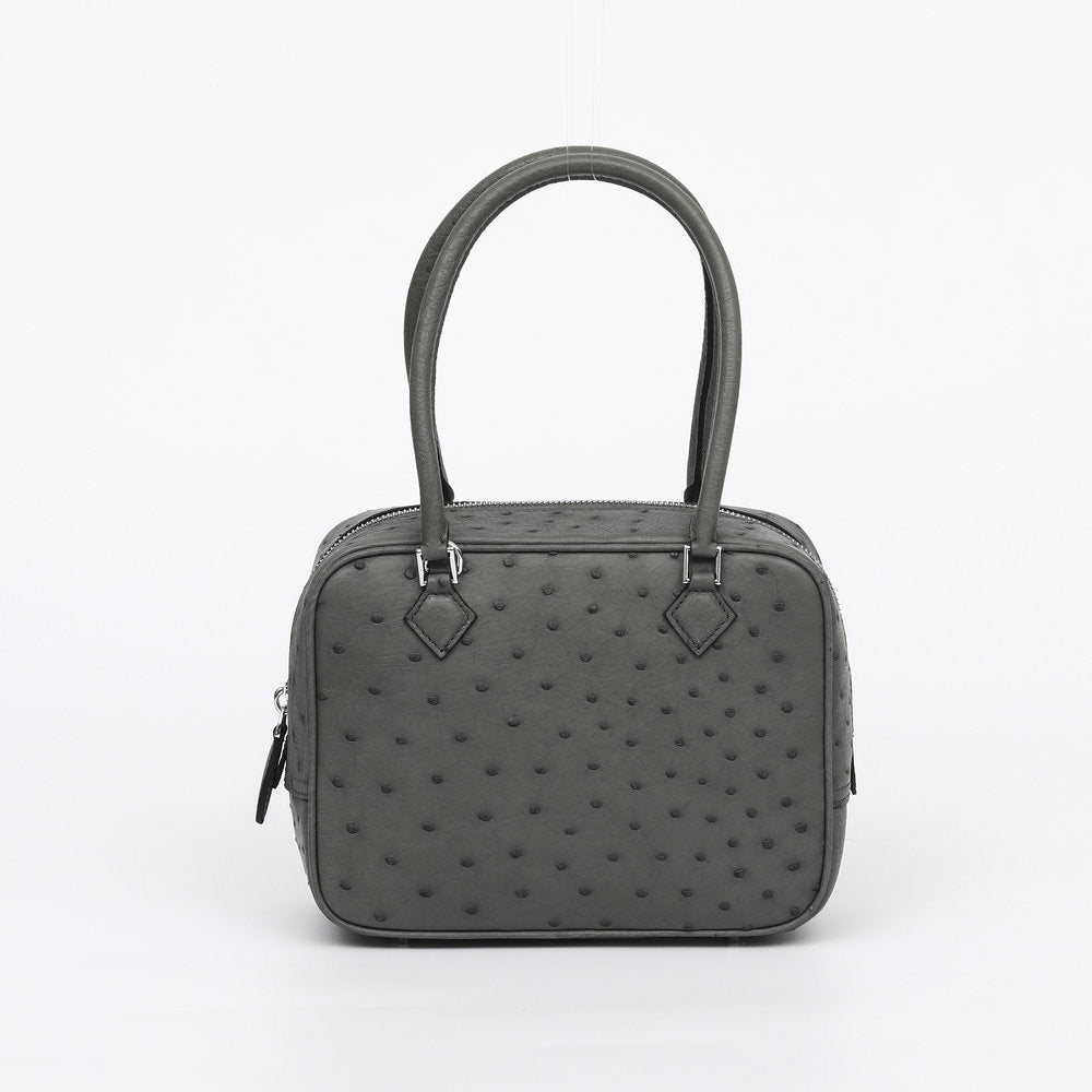 Bolso de mano para mujer de piel auténtica de avestruz con asa superior