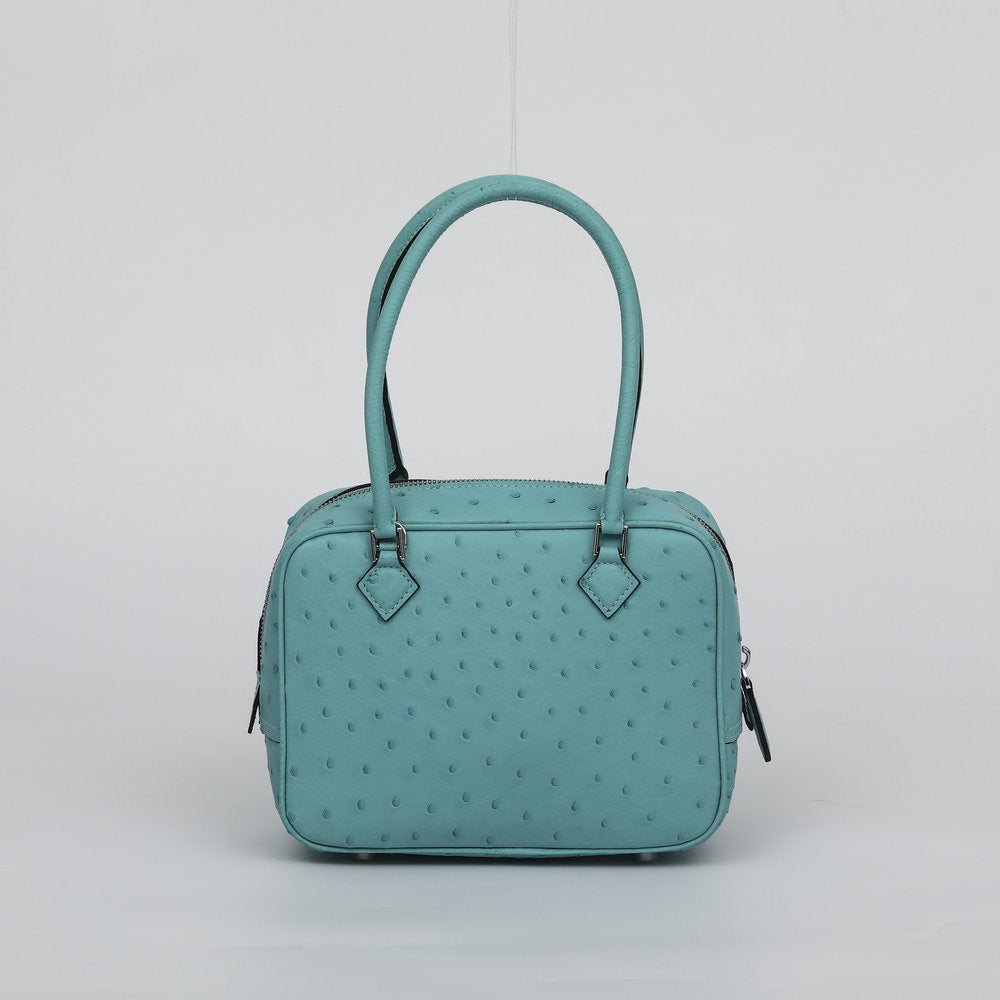 Bolso de mano para mujer de piel auténtica de avestruz con asa superior