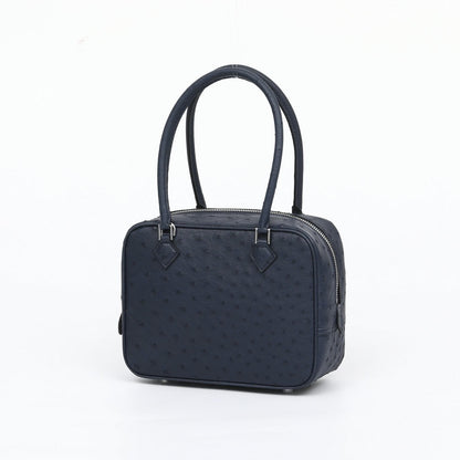 Womens Genuine Ostrich Skin Leathe Top Handle Bag