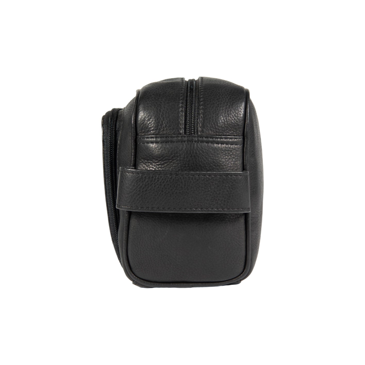 K0025AB | Beauty Case with side handle in genuine full grain leather with light grain - Black color. Zipper closure, Dimensions: 25 x 16 x 12 cm. Packaging: Tnt bag