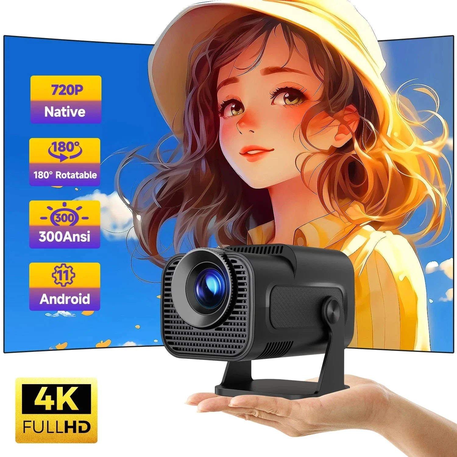 Miniproyector Android 11 NNEOBA (negro)