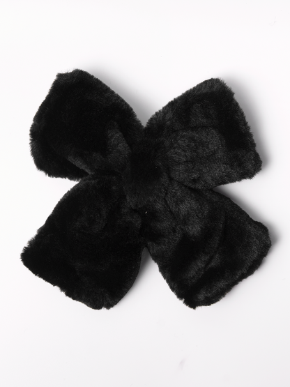 Faux Fur Bow- Black
