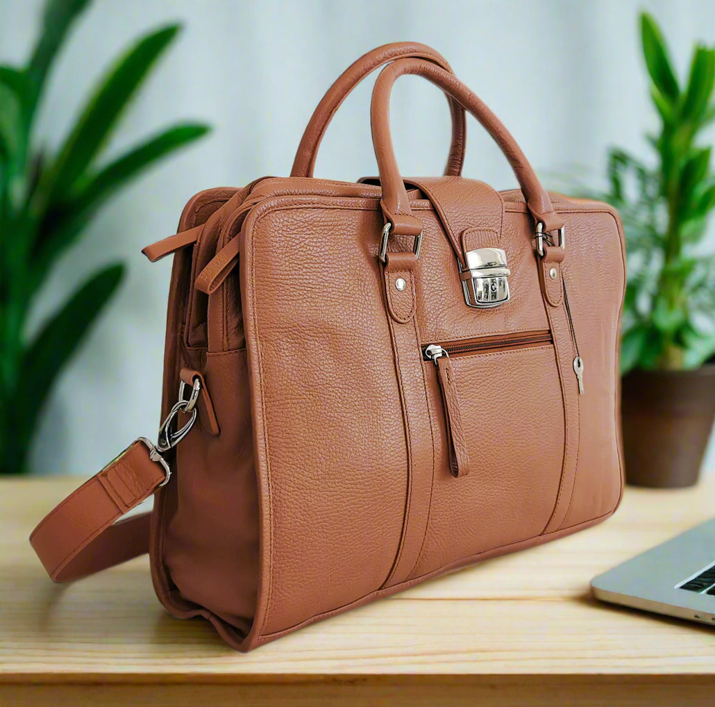 Leather Briefcase, Brown