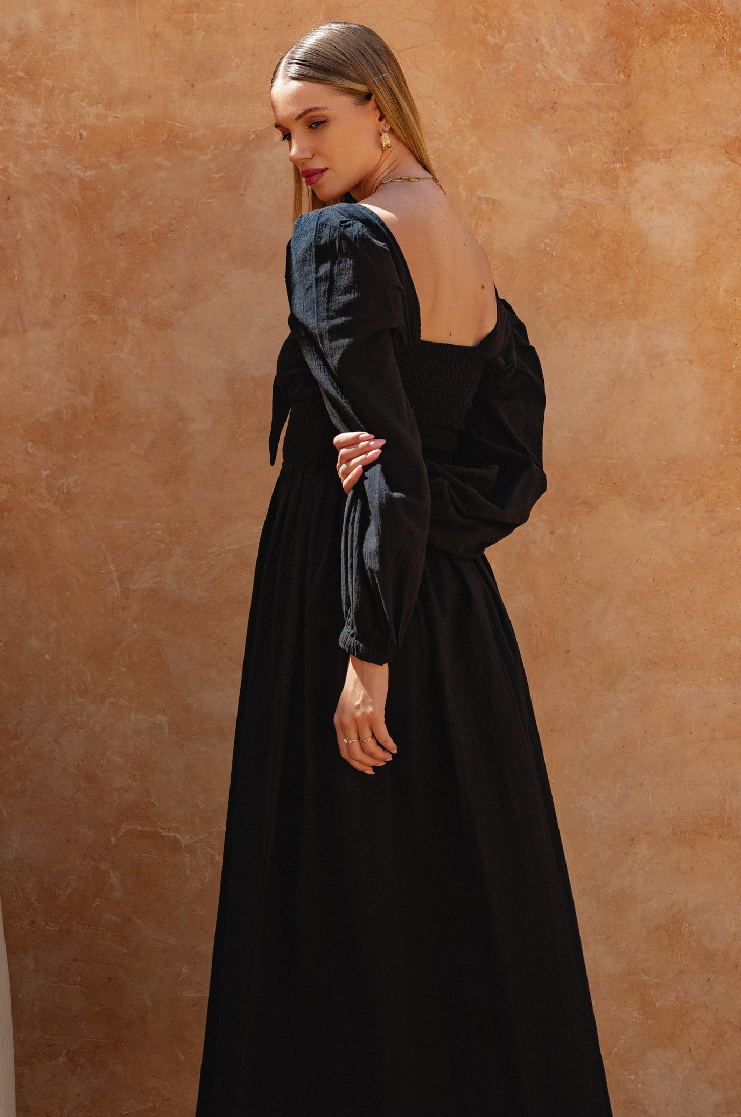 Vestido de lino con mangas abullonadas Narcisa