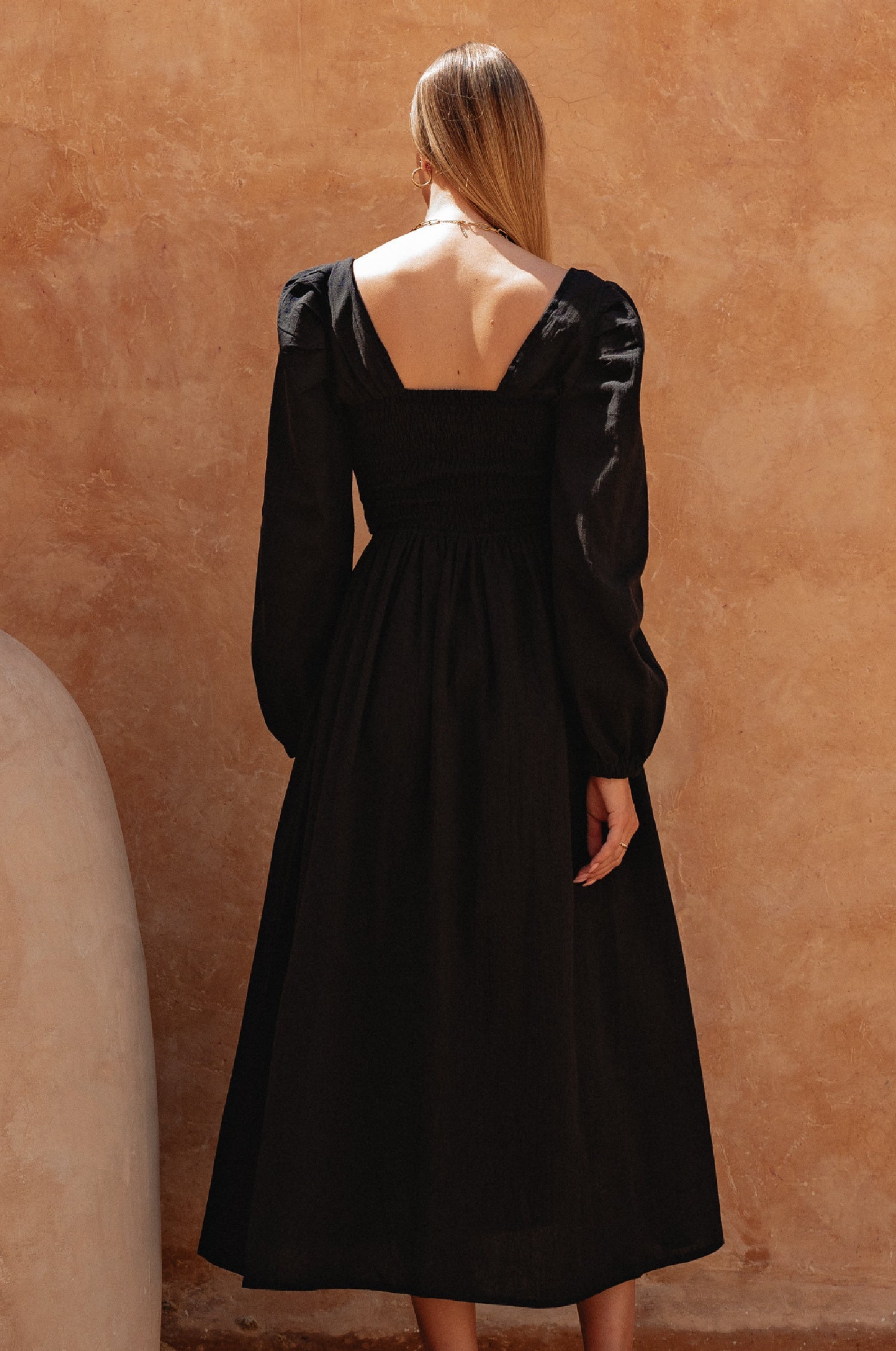 Vestido de lino con mangas abullonadas Narcisa