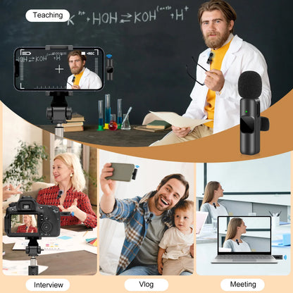 NNEOBA Wireless Lavalier Microphone for iPhone Android Live Recording