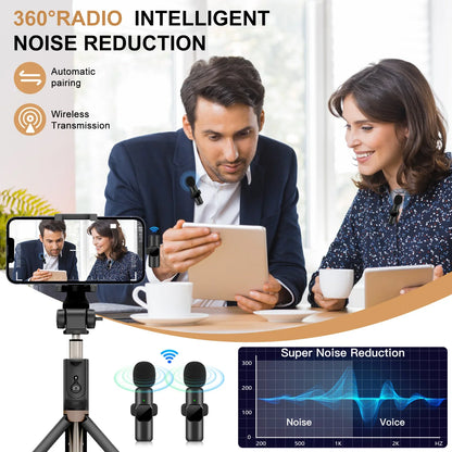 NNEOBA Wireless Lavalier Microphone for iPhone Android Live Recording