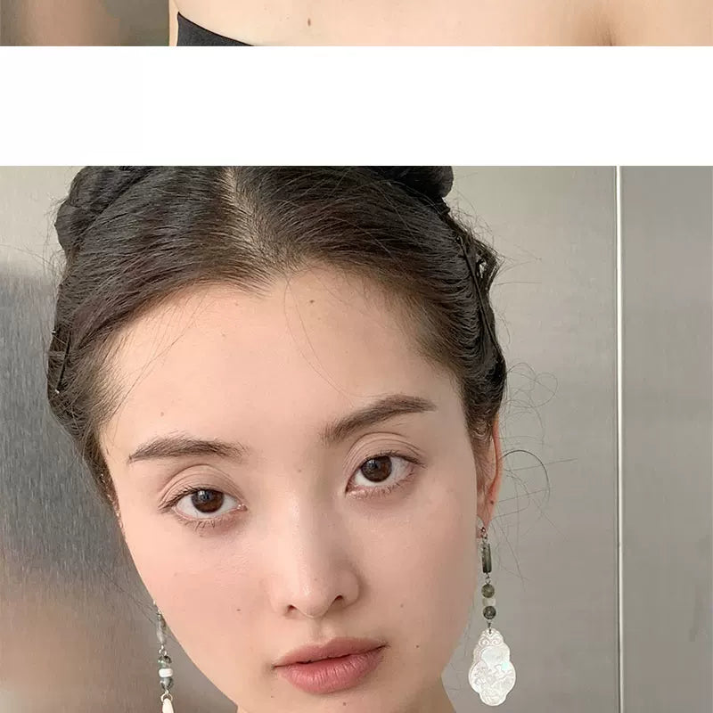 Chinese-Style Retro Natural Stone Water Grass Earrings