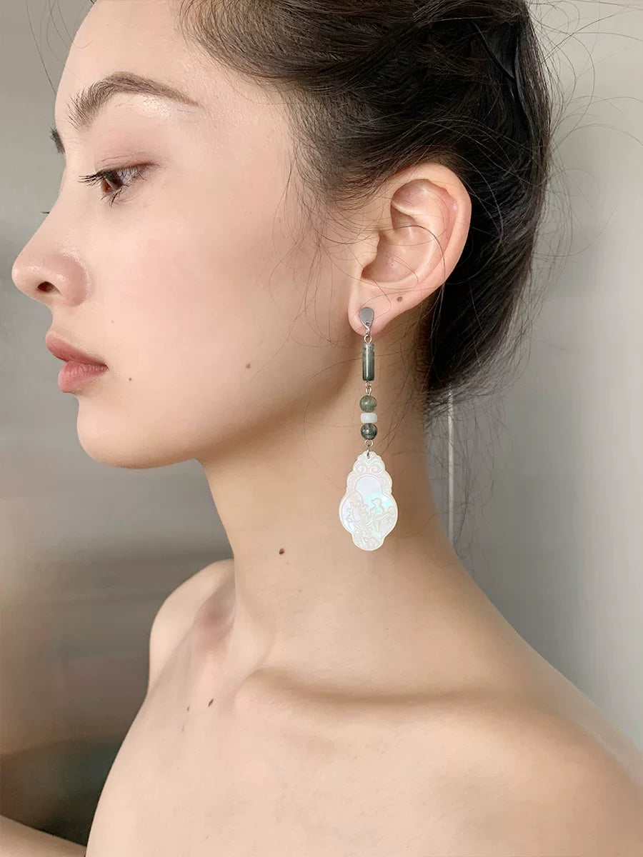 Chinese-Style Retro Natural Stone Water Grass Earrings