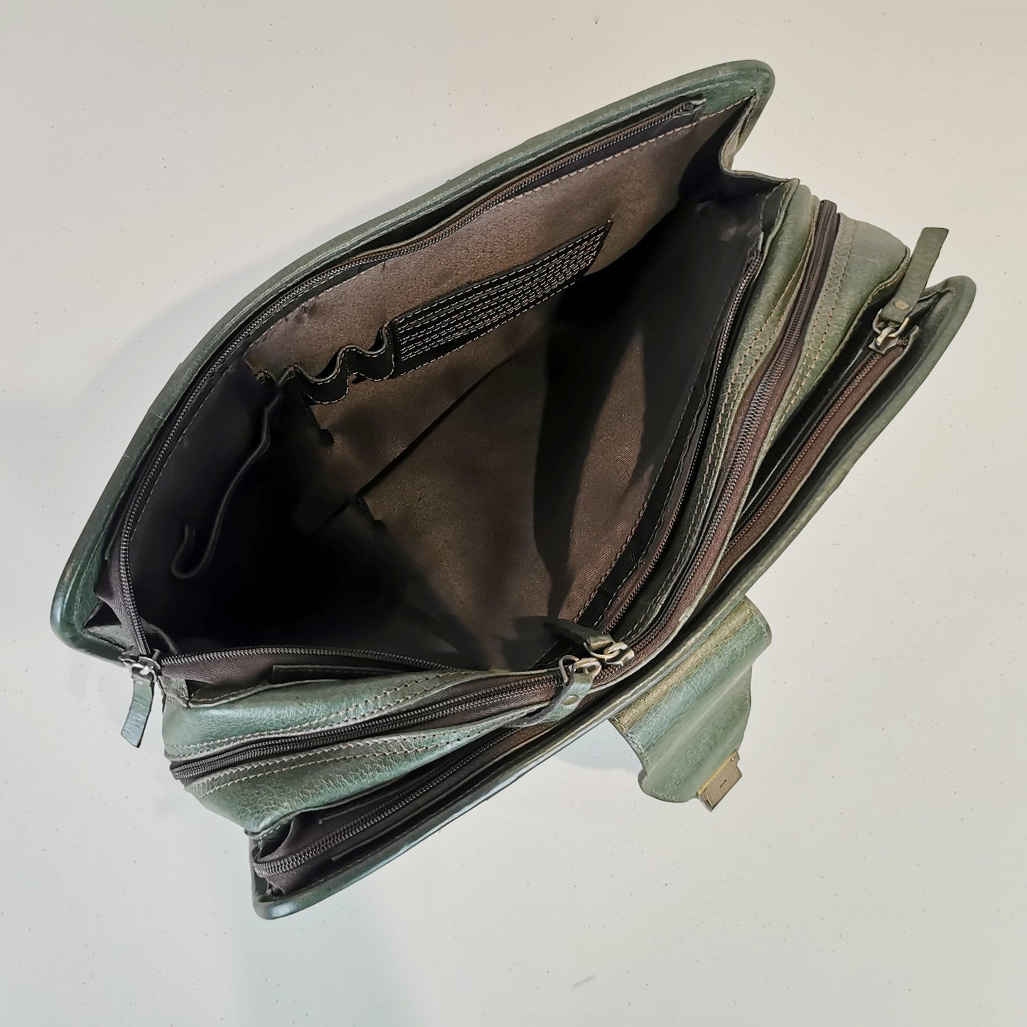 Leather Briefcase, Olive Green