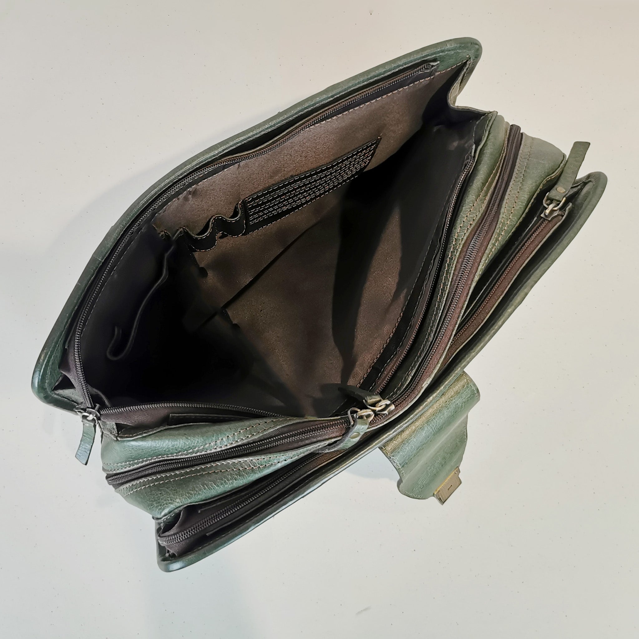 Leather Briefcase, Olive Green