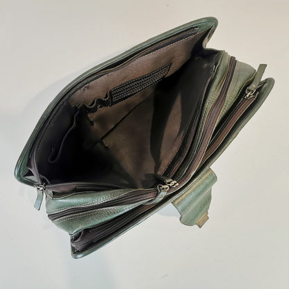 Leather Briefcase, Olive Green