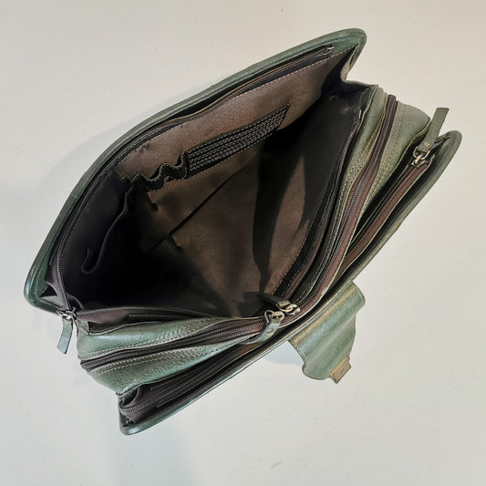 Leather Briefcase, Olive Green