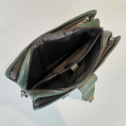 Leather Briefcase, Olive Green
