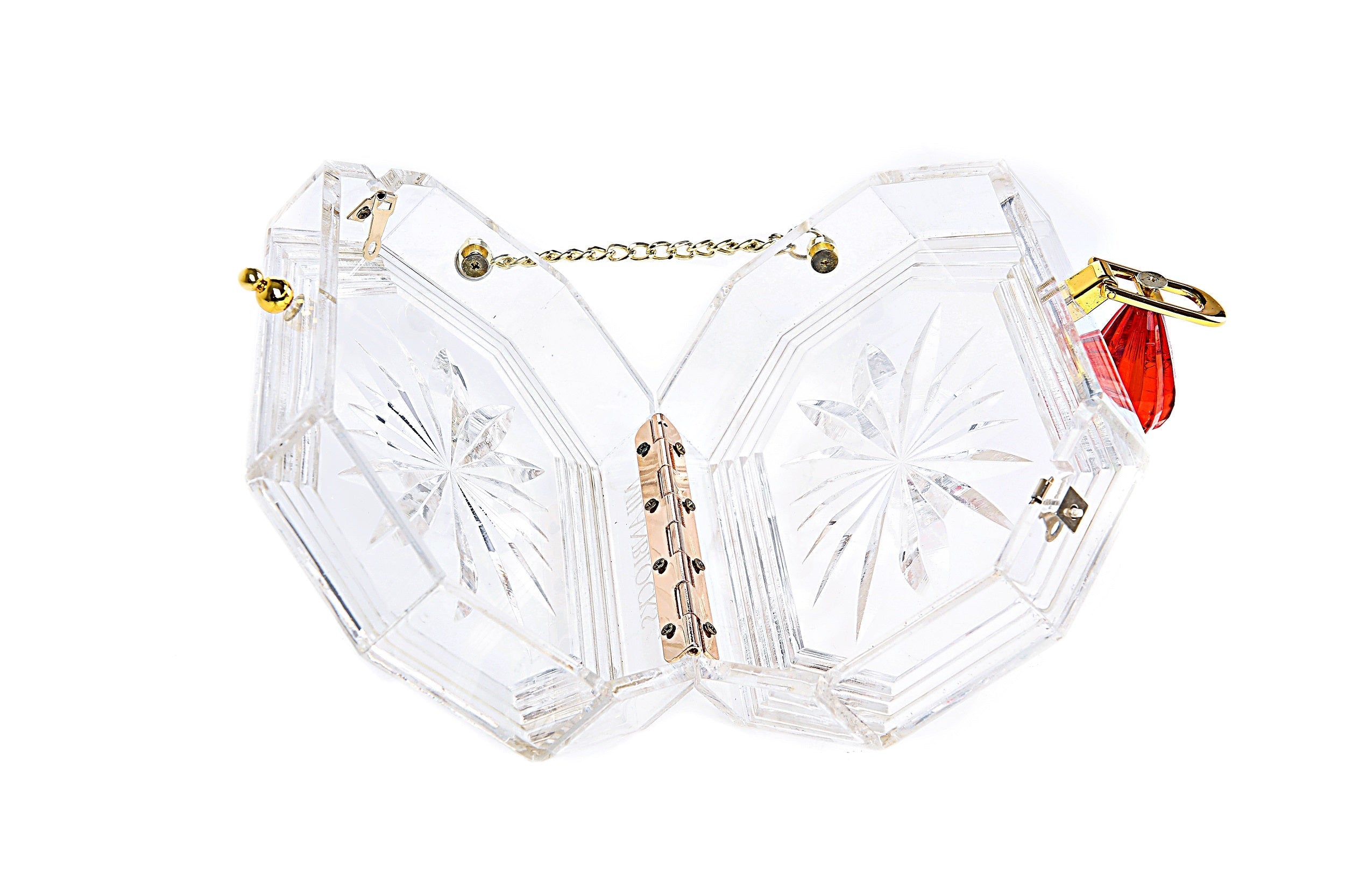 Estuche de acrílico transparente con forma de flor cortada para perfume (transparente) 