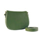 RB1002E | Made in Italy Genuine Leather Shoulder Bag with Removable Leather Shoulder Strap and Shiny Gold Metal Buckle Attachments - Green Color - Size: 26 x 20 x 10 cm.