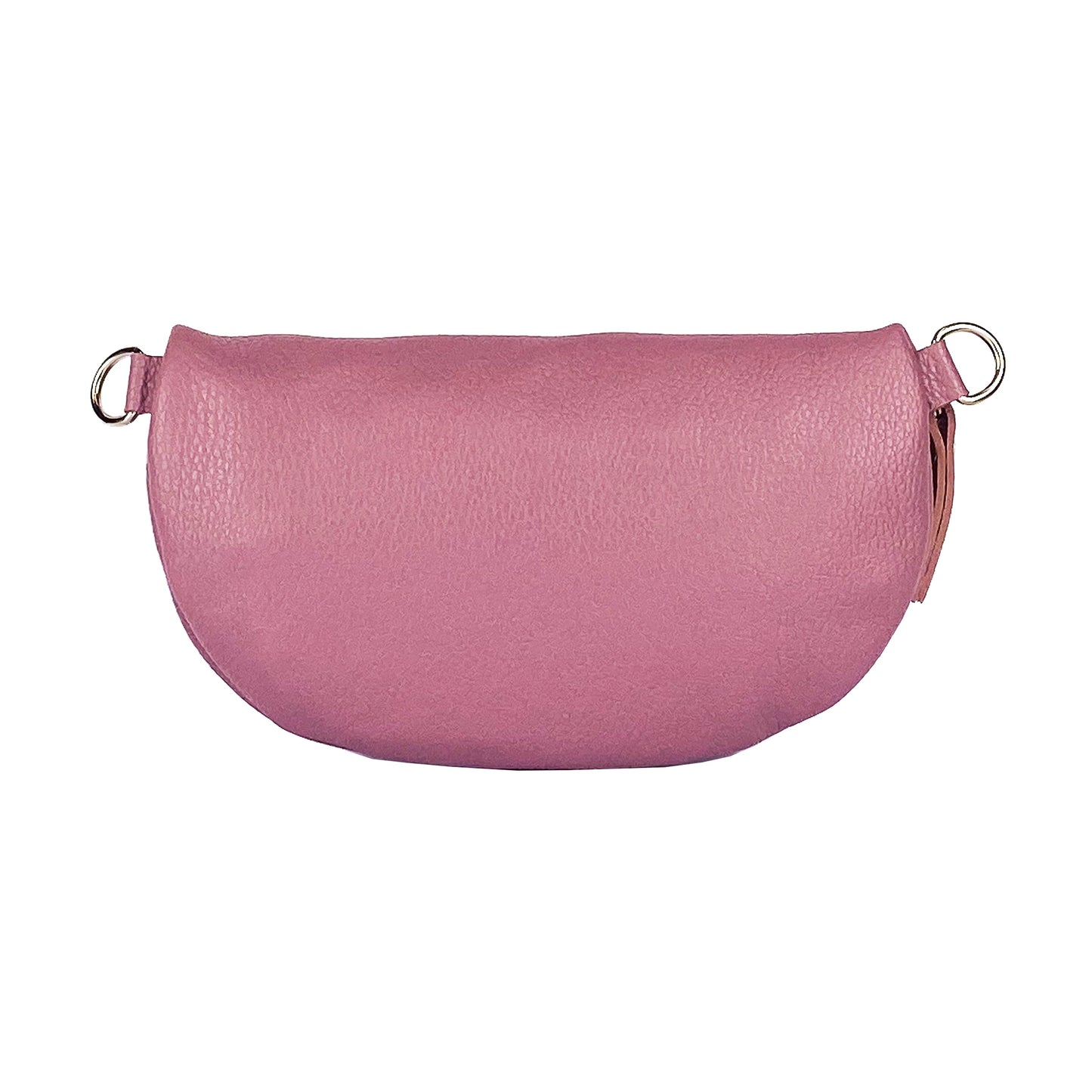 RB1015AZ | Fanny pack with removable shoulder strap in Genuine Leather Made in Italy. Polished Nickel metal snap hook attachments - Antique Pink color - Dimensions: 24 x 14 x 7