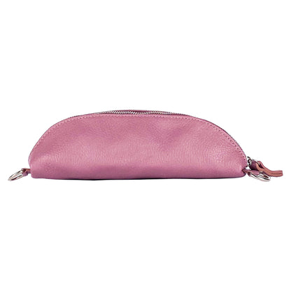 RB1015AZ | Fanny pack with removable shoulder strap in Genuine Leather Made in Italy. Polished Nickel metal snap hook attachments - Antique Pink color - Dimensions: 24 x 14 x 7