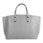 RB1024F | Women's Hand Bag in Genuine Leather Made in Italy with removable shoulder strap. Large removable internal bag. Polished Gunmetal Accessories - Grey color - Dimensions: cm 48x31x11
