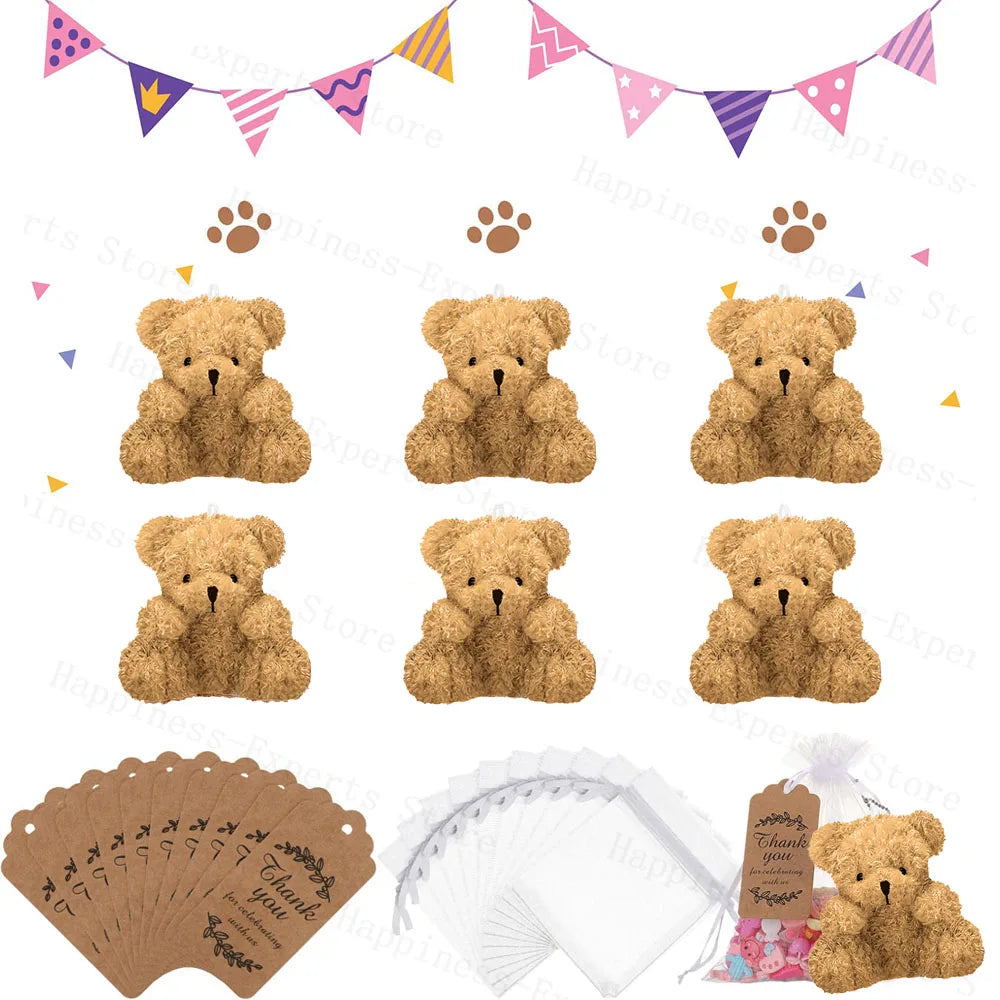 6-60Set Mini Bear Plush Stuffed Small Teddy Bear Wedding Gift for Guests Baby Shower Decoration Bear Keychain for Christmas Xmas