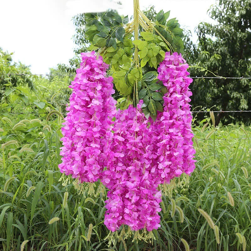 12pcs Wisteria Flowers String Hanging Garland Outdoor Wedding Garden Arch Decor Home Party Decoration Artificial Flower