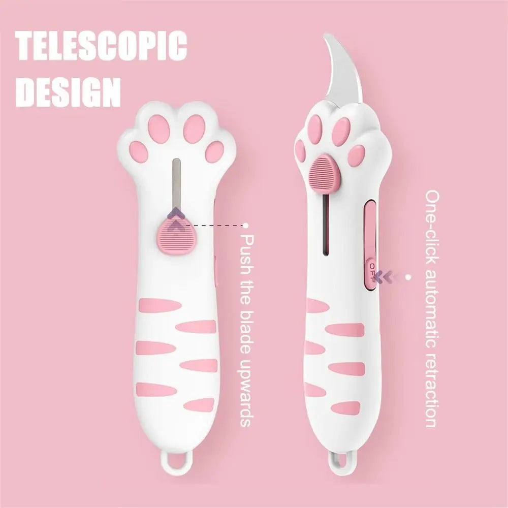 Creative Cat Paw Box Cutter Retractable Cat Claw Knife Cute Cat Box Paper Cutter for Easy Paper and Box Cutting Gift Open Paper