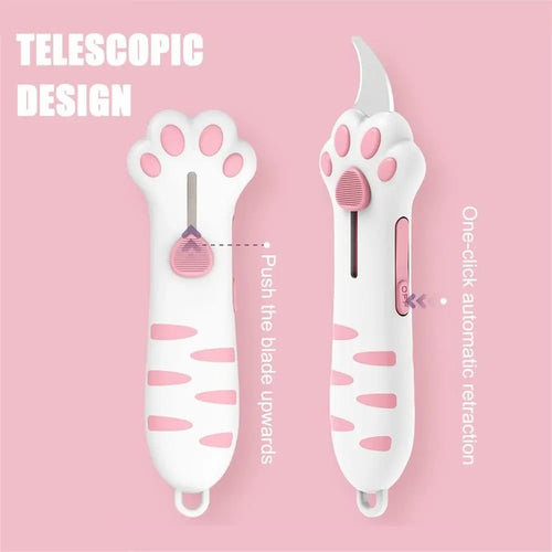 Creative Cat Paw Box Cutter Retractable Cat Claw Knife Cute Cat Box Paper Cutter for Easy Paper and Box Cutting Gift Open Paper