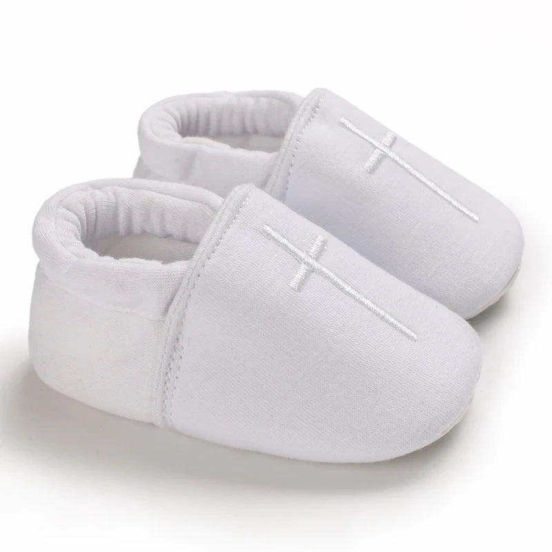 0-18 Months Infant Spring Shoe Newborn Infant Girls and Boys Recreational Baptism Non-Slip Walking Shoe White Soft-soled Sneaker